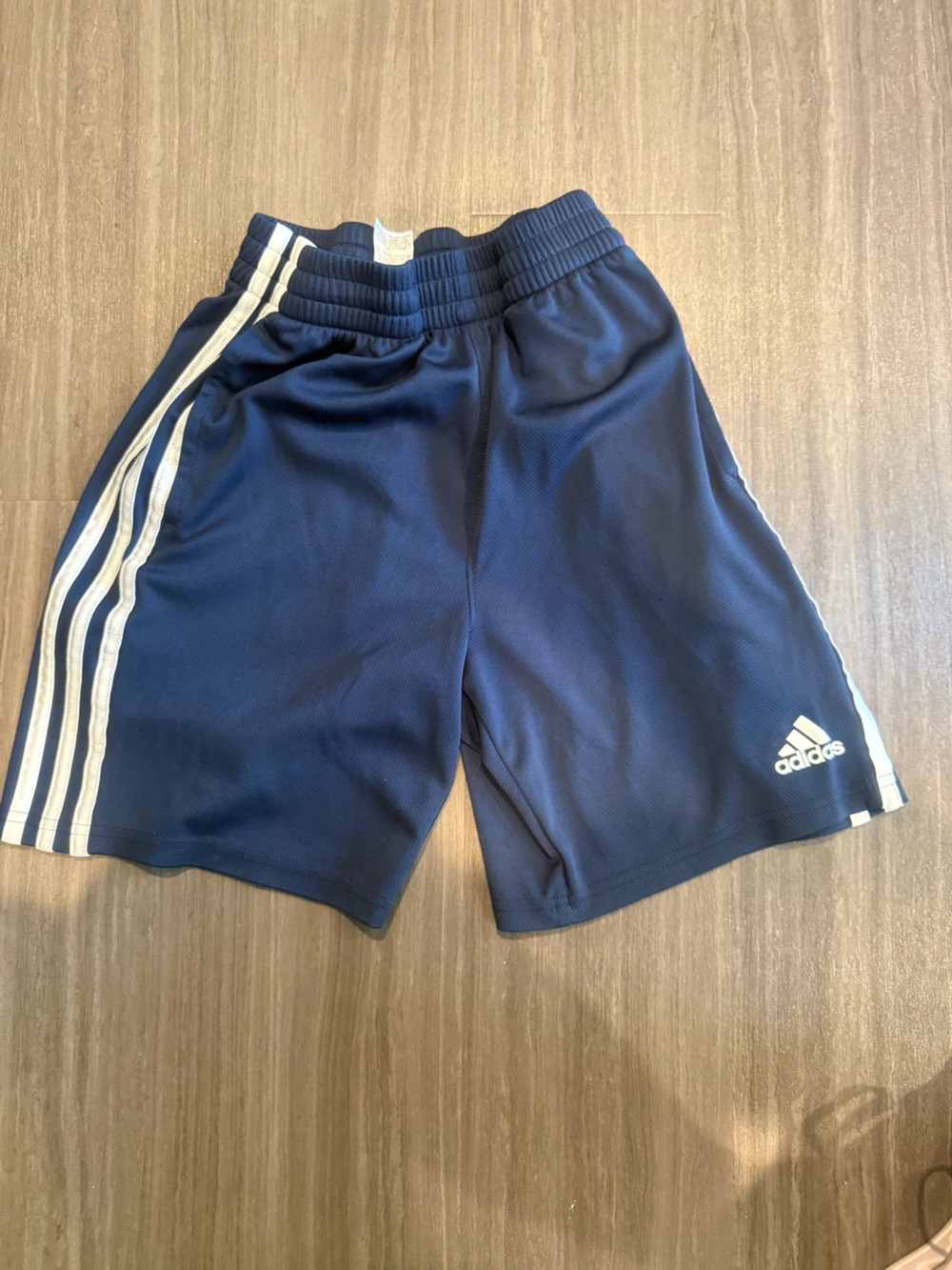 adidas Kids Navy Shorts with White Three-Stripes
